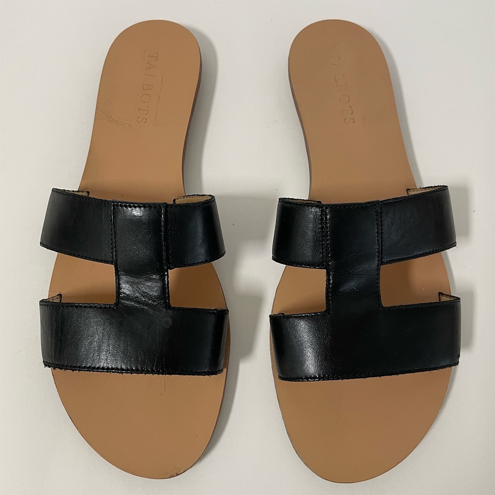 Talbots HANNAH VACHETTA Black Leather Sandals